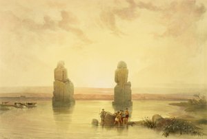 Los Colosos de Memnón, en Tebas, durante la inundación, de Egipto y Nubia, Vol.1